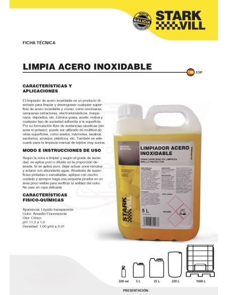LIMPIADOR ACERO INOXIDAVLE ENVASE 500ml
